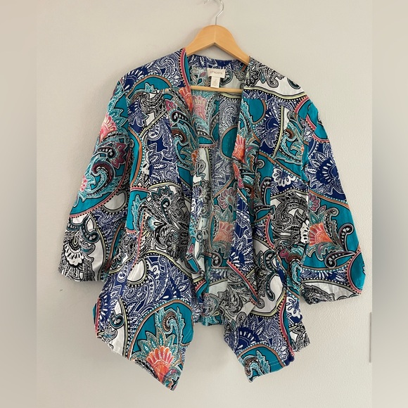 Chico's Sweaters - Chicos Vibrant Paisley Open Front Cardigan